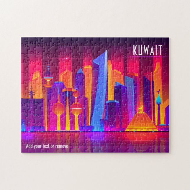 Puzzle Skyline de la ville, illustration colorée du Koweï (Horizontal)