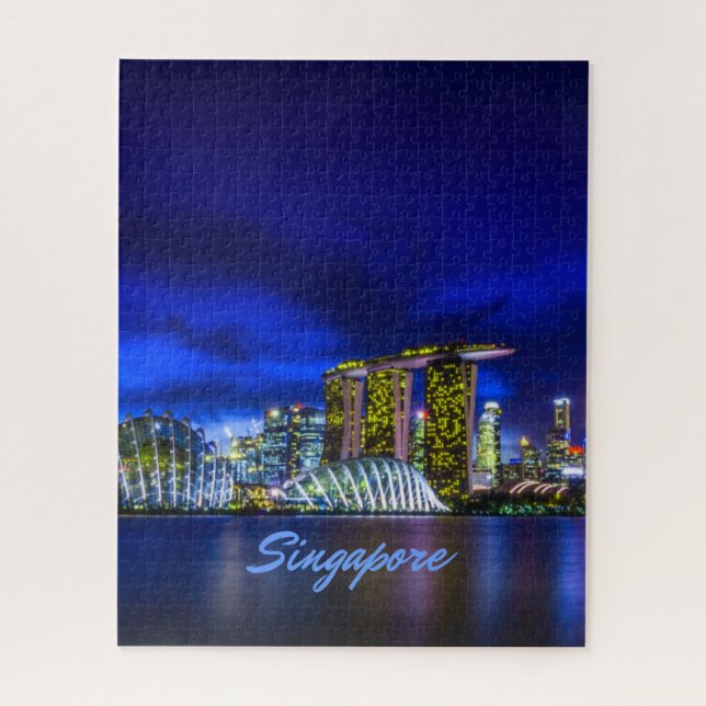 Puzzle Skyline De Singapour La Nuit (Vertical)