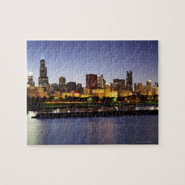 Puzzle Skyline du centre-ville de Chicago à la tombée de  (Horizontal)