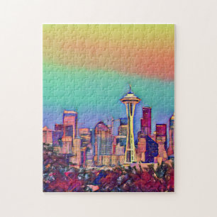Puzzle Skyline Seattle Abstrait