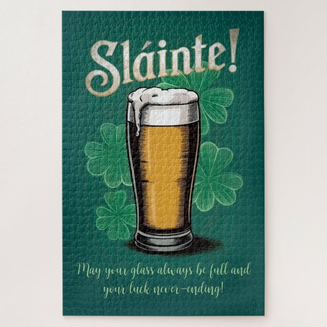 Puzzle Slàinte ! Saint Patrick's Day Pint of Beer on Gree (Vertical)
