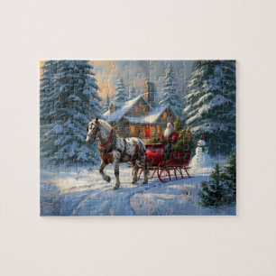 Puzzle Sleigh Père Noël à cheval de Noël