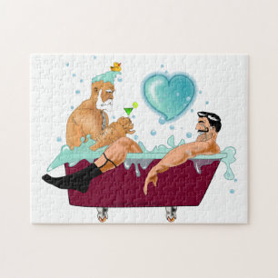Puzzle SlipperyJoe's deux gays hommes aiment la baignoire