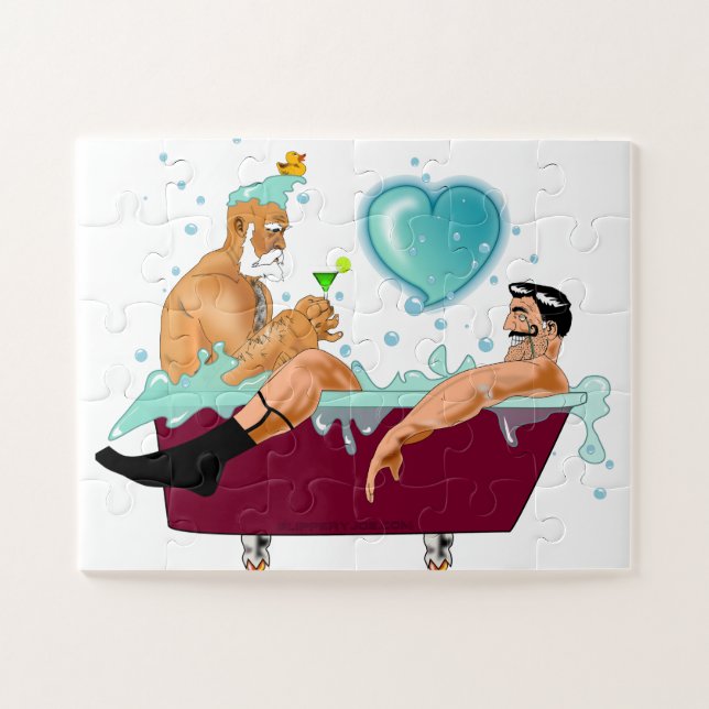 Puzzle SlipperyJoe's deux gays hommes aiment la baignoire (Horizontal)