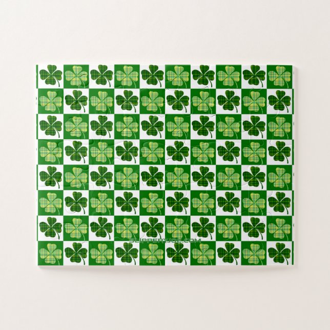 Puzzle SlipperyJoe's Green four-leaf clovers Saint Patric (Horizontal)