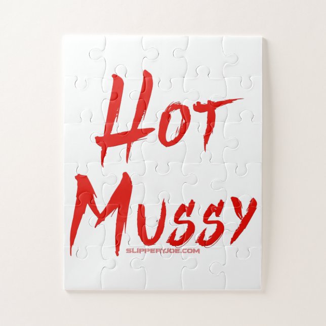 Puzzle SlipperyJoe's hot mussy audacieux texte rouge vif  (Vertical)