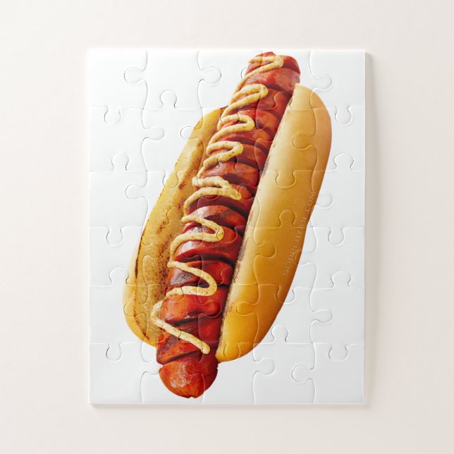 Puzzle SlipperyJoe's Hotdog mustard sliced meat bun grill (Vertical)
