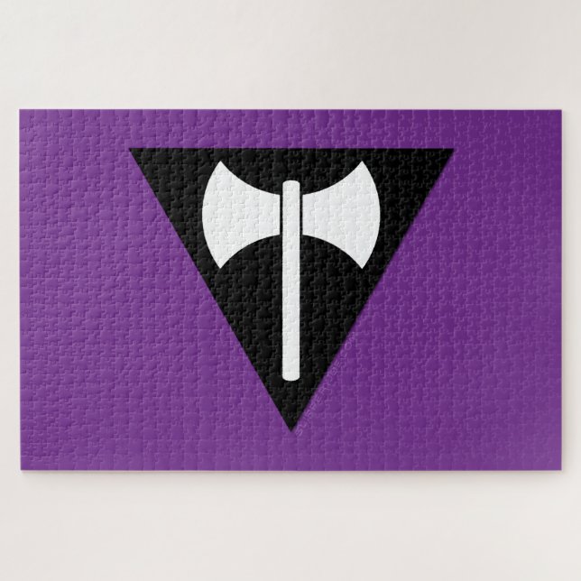 Puzzle SlipperyJoe's Lesbian Pride flag Labrys ax triangl (Horizontal)