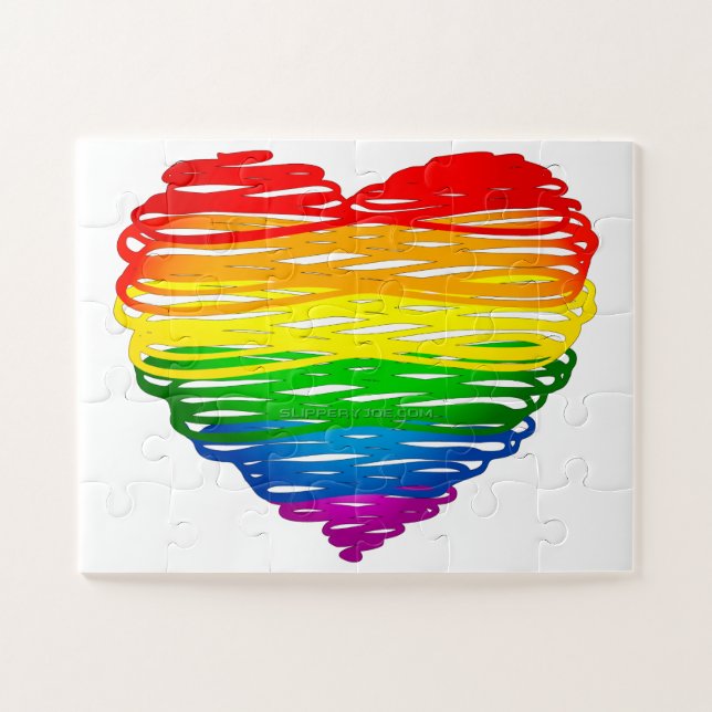 Puzzle SlipperyJoe's Pride Heart Scribbles forme de coeur (Horizontal)
