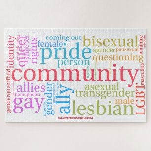 Puzzle SlipperyJoe's rainbow community words colorful ide