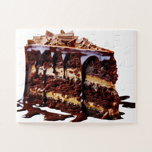 Puzzle SlipperyLa décadence de gâteau au chocolat pur de  (Horizontal)
