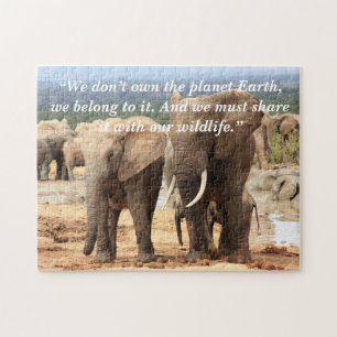 Puzzle Slogan Personnalisé/Eléphant de Conservation