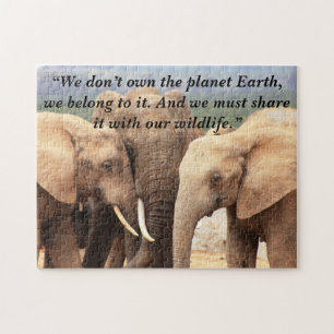 Puzzle Slogan personnalisé/famille d'éléphants de conserv