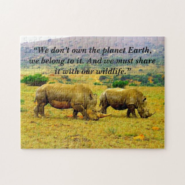 Puzzle Slogan personnalisé/Rhinocéros de conservation (Horizontal)