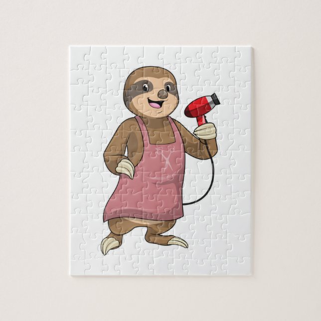 Puzzle Sloth as Hair stylist avec Sèche-cheveux (Vertical)