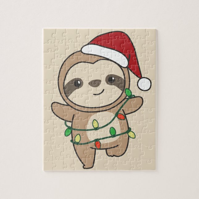 Puzzle Sloth Christmas Winter Animaux Sloths Jigsaw Puzzl (Vertical)