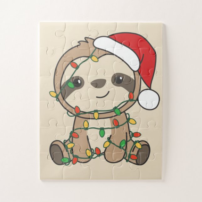 Puzzle Sloth Christmas Winter Animaux Sloths Jigsaw Puzzl (Vertical)