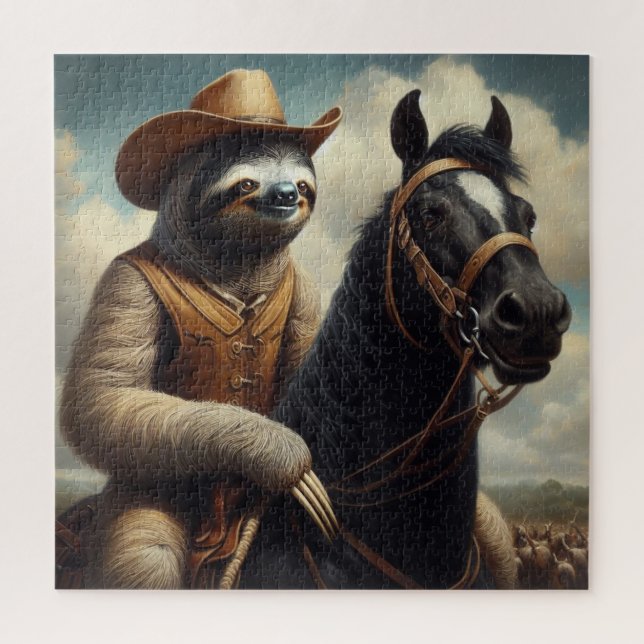 Puzzle Sloth Cowboy (Vertical)