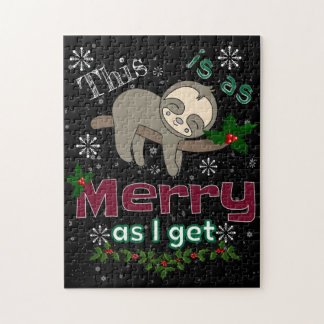 Puzzle Sloth Joyeux Noël Sarcastique Editable Bgd Color