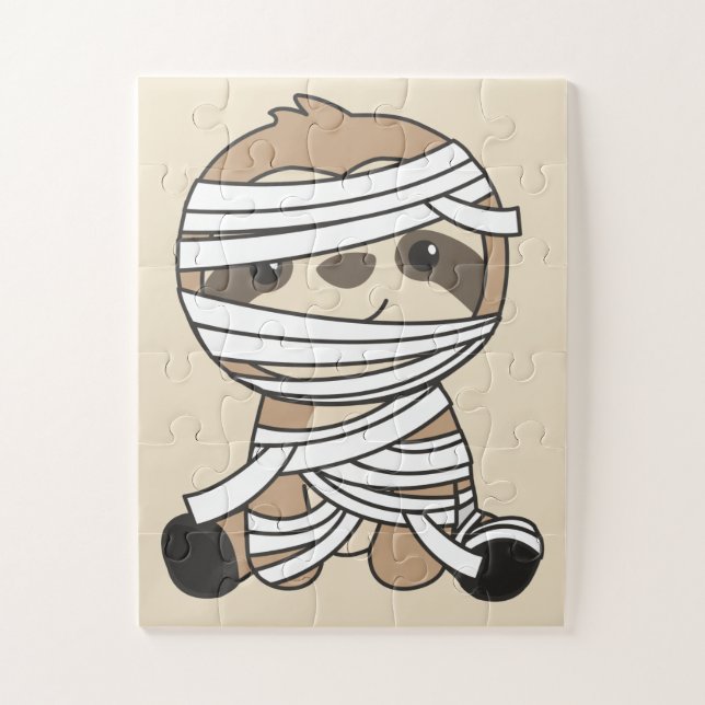 Puzzle Sloth Mummy Citrouille Sloths Happy Halloween Jigs (Vertical)