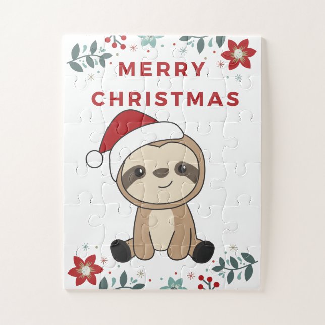 Puzzle Sloth Noël Neige Hiver Animaux Fentes (Vertical)