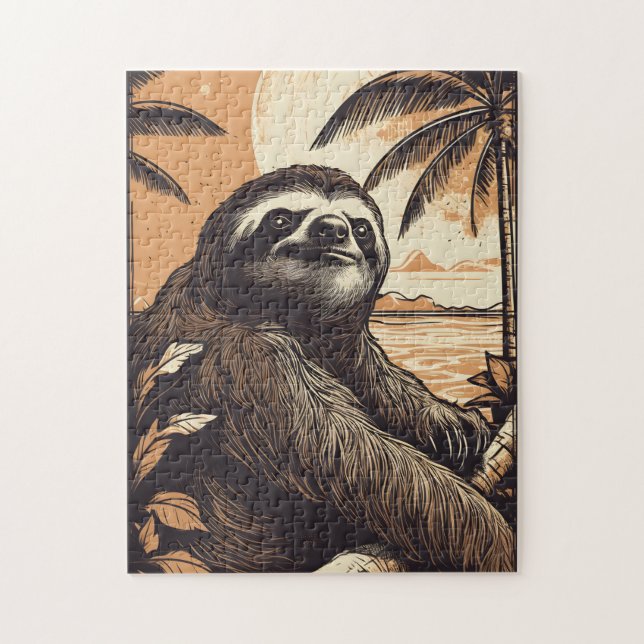 Puzzle Sloth sur une plage tropicale (Vertical)
