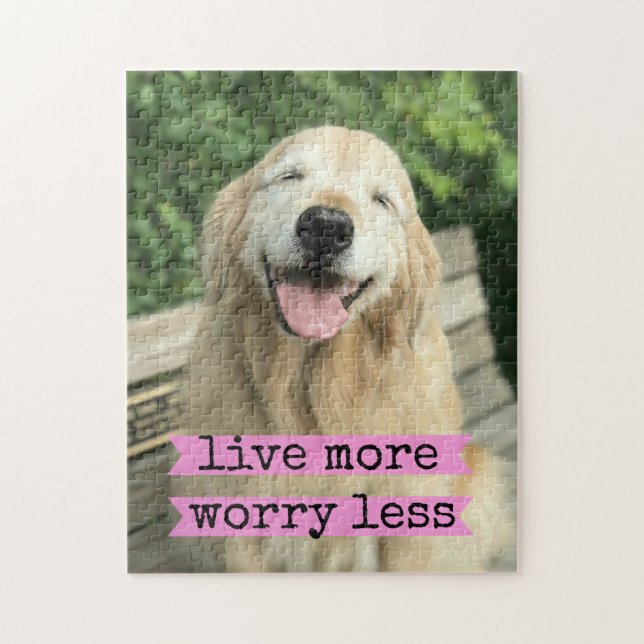 Puzzle Smiling Golden Retriever Chien Vivre Plus Inquiète (Vertical)