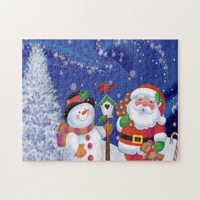 Puzzle Smiling snowman et Santa Claus (Horizontal)