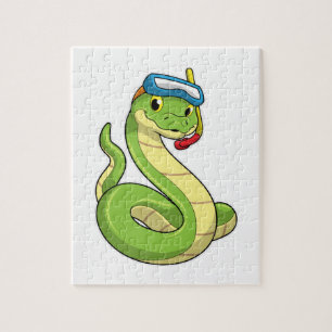 Puzzle Snake as Diver wirth Snorkel