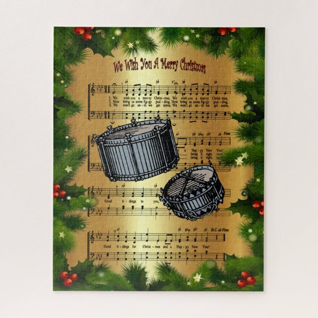 Puzzle Snare Drums ~ "Nous Vous Souhaitons Un Joyeux Noël (Vertical)