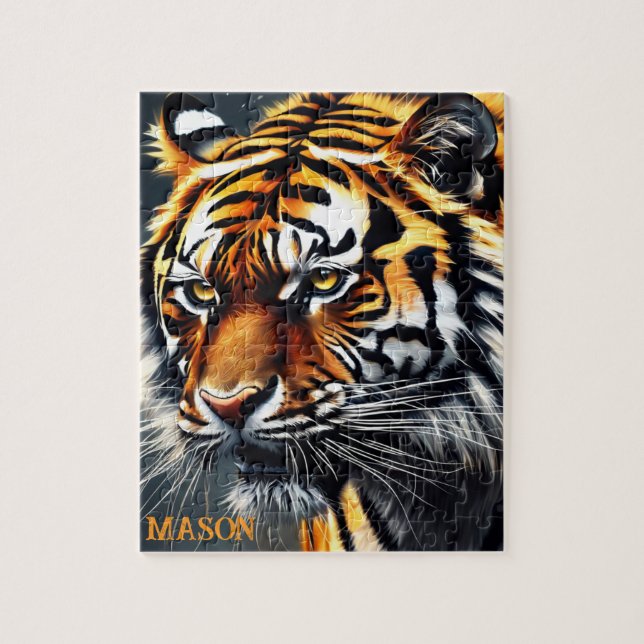 Puzzle Snarling Tiger Nom personnalisé Cadeau (Vertical)