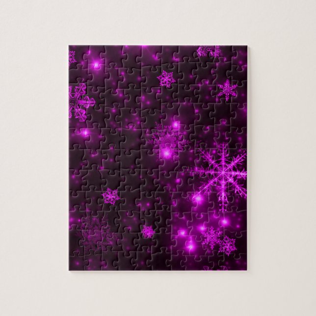 Puzzle Snowflakes avec Arrière - plan pourpre (Vertical)