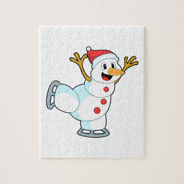 Puzzle Snowman au patinage sur glace avec patins sur glac (Vertical)