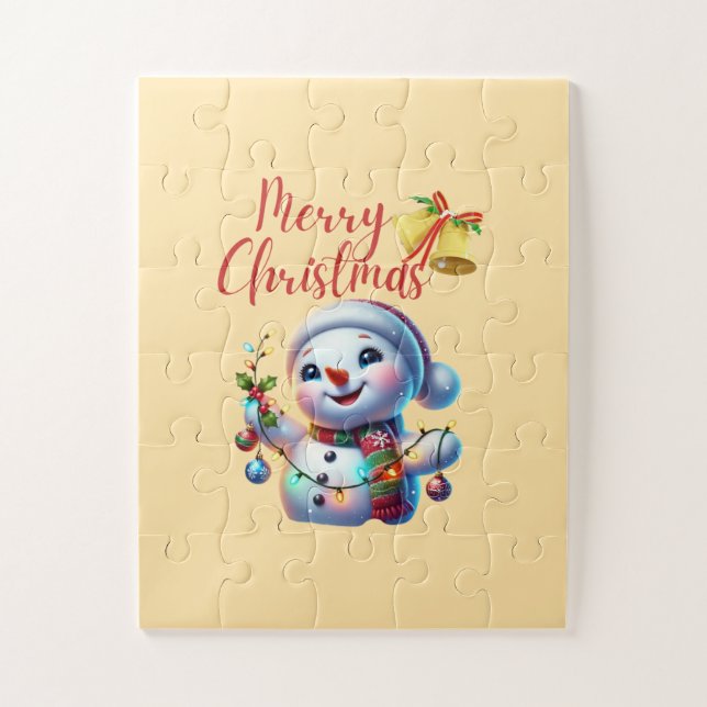 Puzzle Snowman de Noël avec Bells Festive Art de Vacances (Vertical)