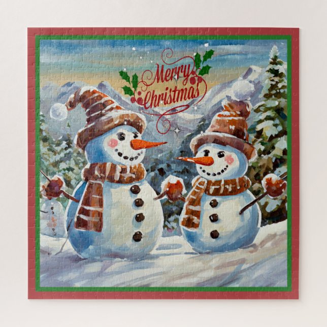 Puzzle Snowmen, Joyeux Noël, (Vertical)