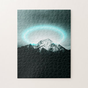 Puzzle Snowy mountain mysterious blue neon light