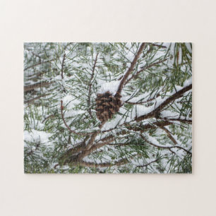 Puzzle Snowy Pine Cône II hiver Photographie de la nature