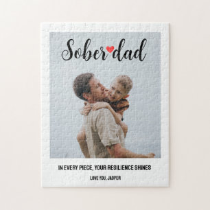 Puzzle Sober Support Papa Cadeau Photo personnalisée Scri