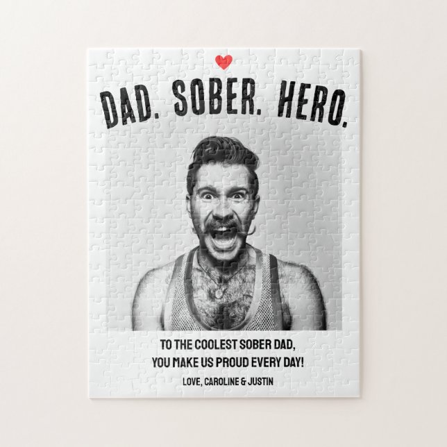 Puzzle Sobriety Support Cadeau, Papa Hero Sober Photo per (Vertical)