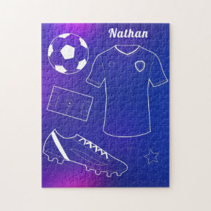 Puzzle Soccer Inventaire & Nom personnalisé Blue Gradient