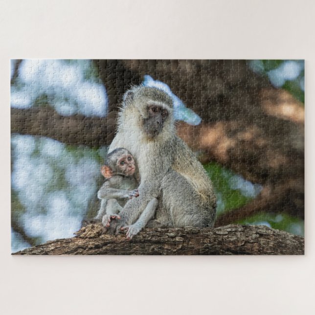 Puzzle Social Monkey – Photo d'animal africain (Horizontal)