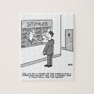 Puzzle Société sans papier. Un homme demande des magasins