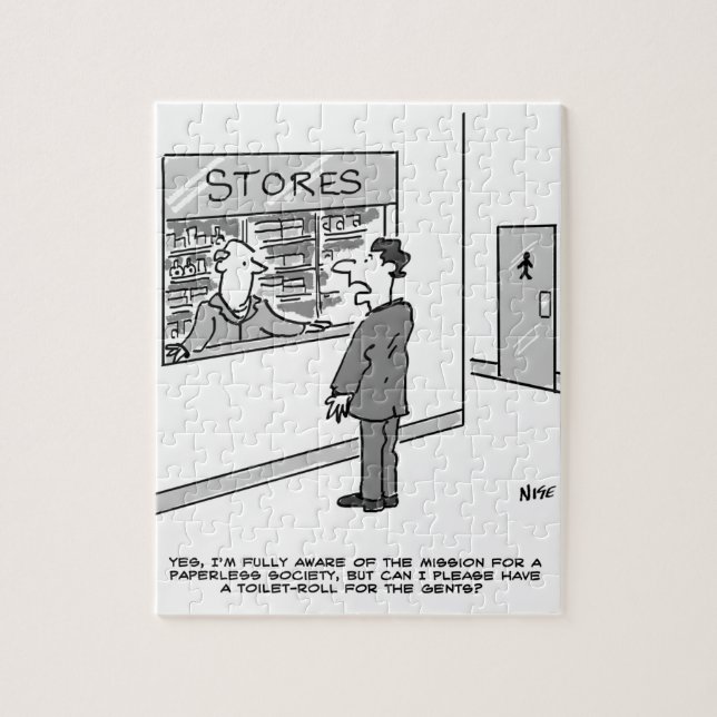 Puzzle Société sans papier. Un homme demande des magasins (Vertical)