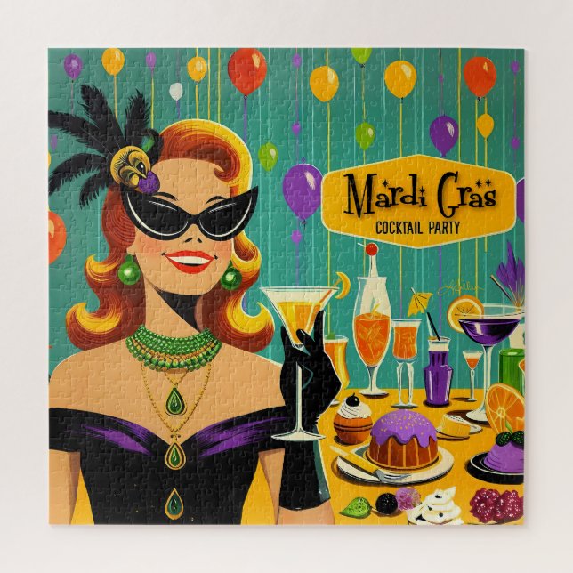 Puzzle Soirée Cocktail Martini Mardi Gras Rétro 50 (Vertical)
