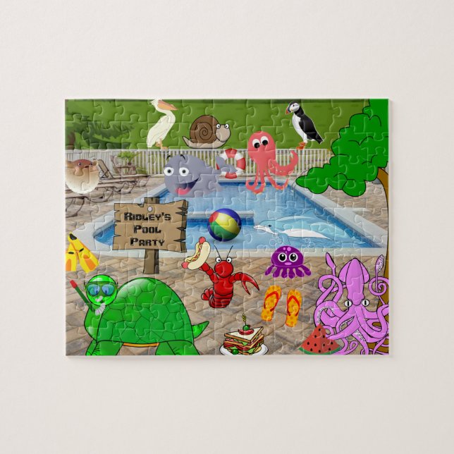 Puzzle Soirée de billard pour enfants personnalisée (Horizontal)