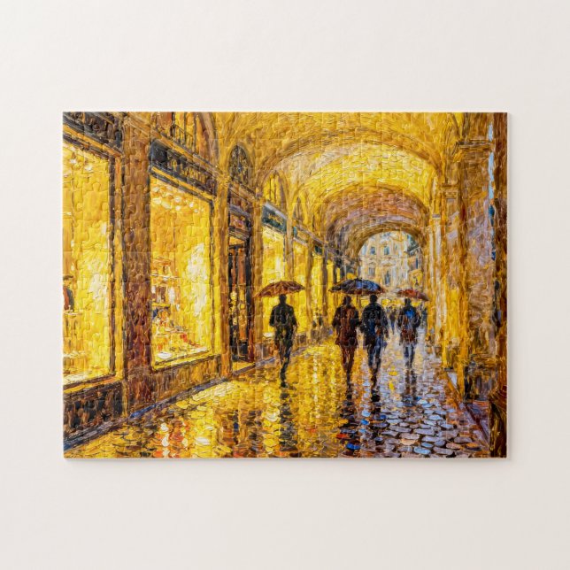 Puzzle Soirée de ville pluvieuse impressionniste avec ref (Horizontal)