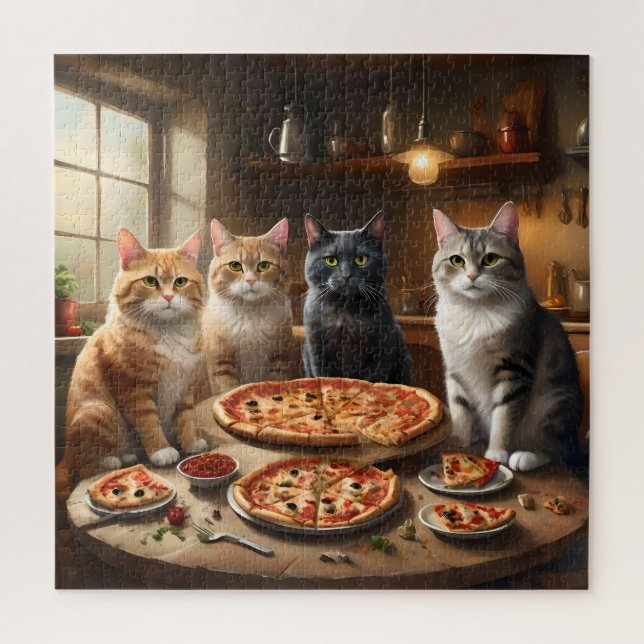 Puzzle Soirée Pizza Chat, (Vertical)