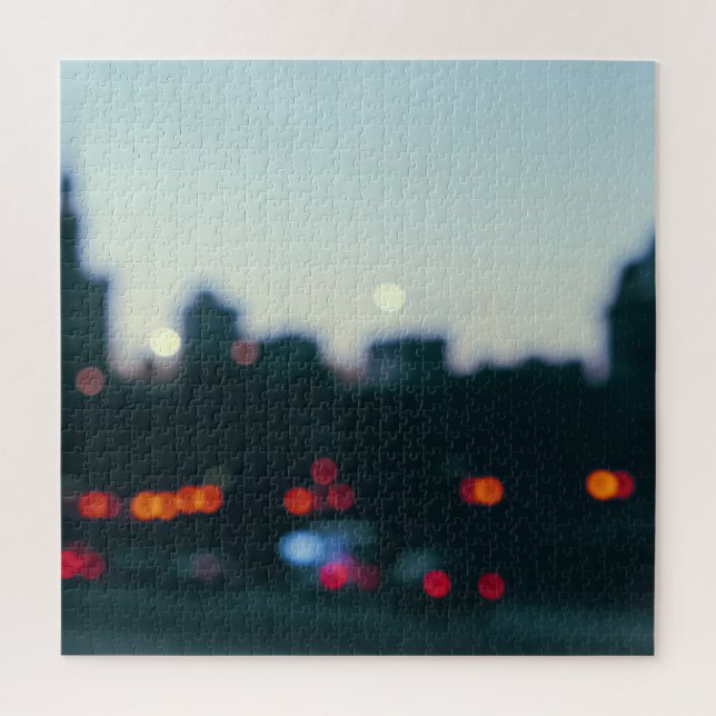 Puzzle Soirée Varsovie : Silhouette du paysage urbain flo (Vertical)