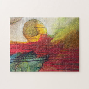 Puzzle Soleil orange - Peinture Abstraite