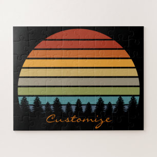 Puzzle Soleil rayé multicolore avec arbres Thunder_Cove